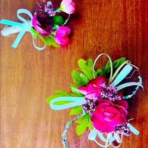 Pink boutonnière and corsage pair💐